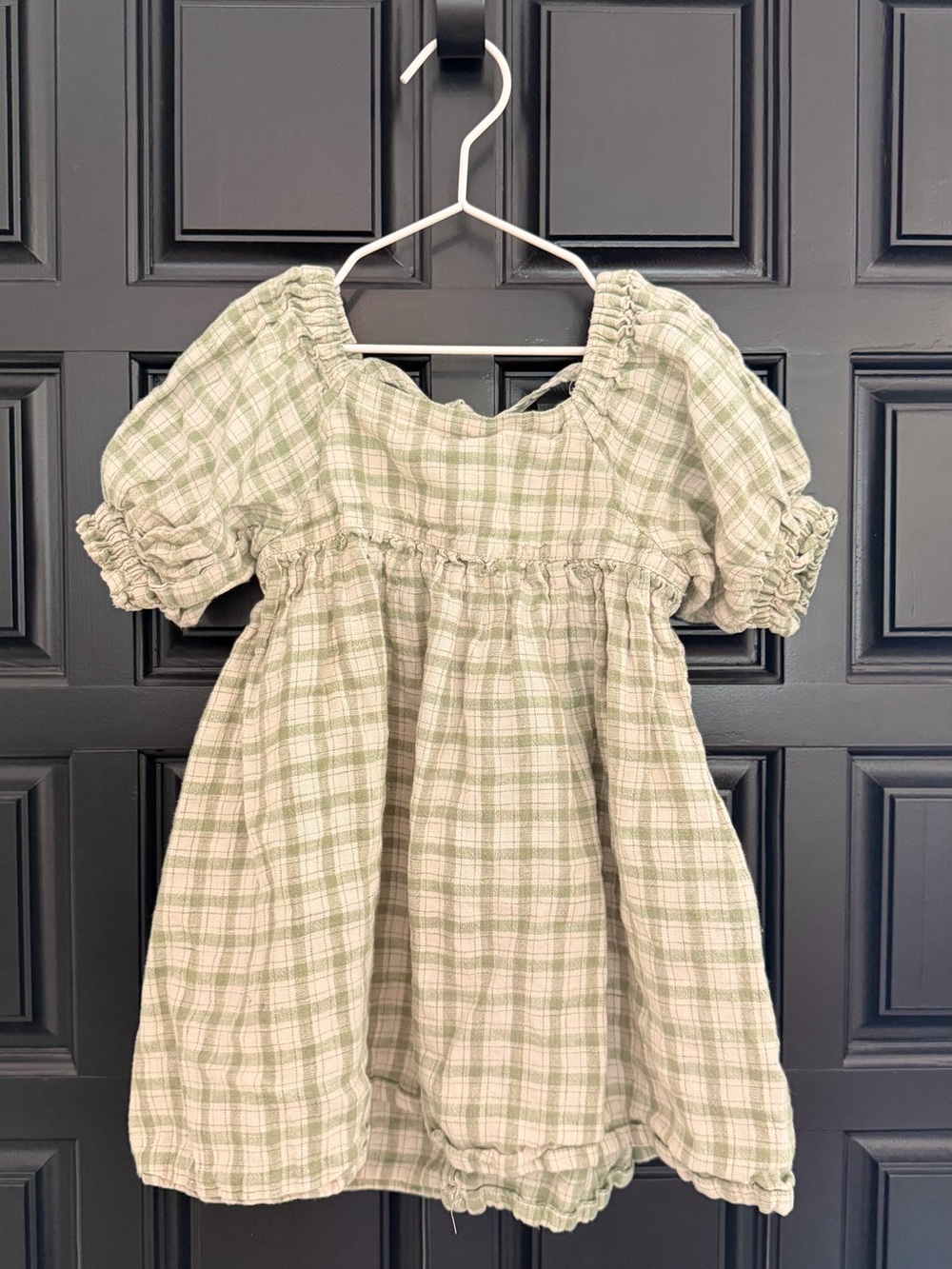 Kids 3-4T Nellie Quats Green gingham dress